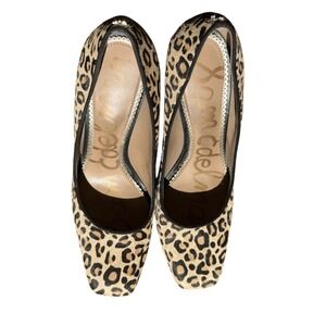 Sam Edelman Hazel Leopard Print Calf Hair Pointed Toe Pumps Heels Size 7